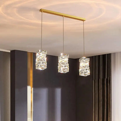 Luxury Art Deco Copper Crystal Pendant Light for Dining - Lighting