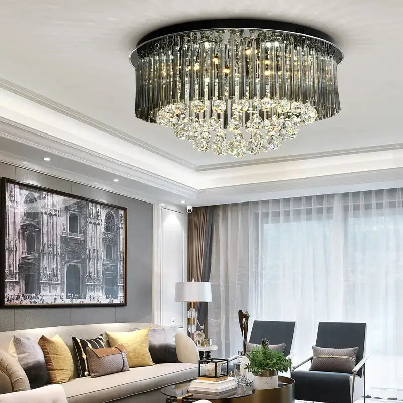 Luxury Black Ceiling Crystal Chandelier for Living Bedroom