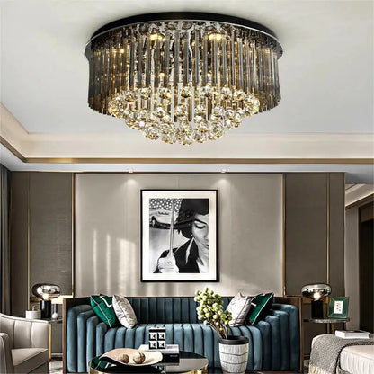 Luxury Black Ceiling Crystal Chandelier for Living Bedroom