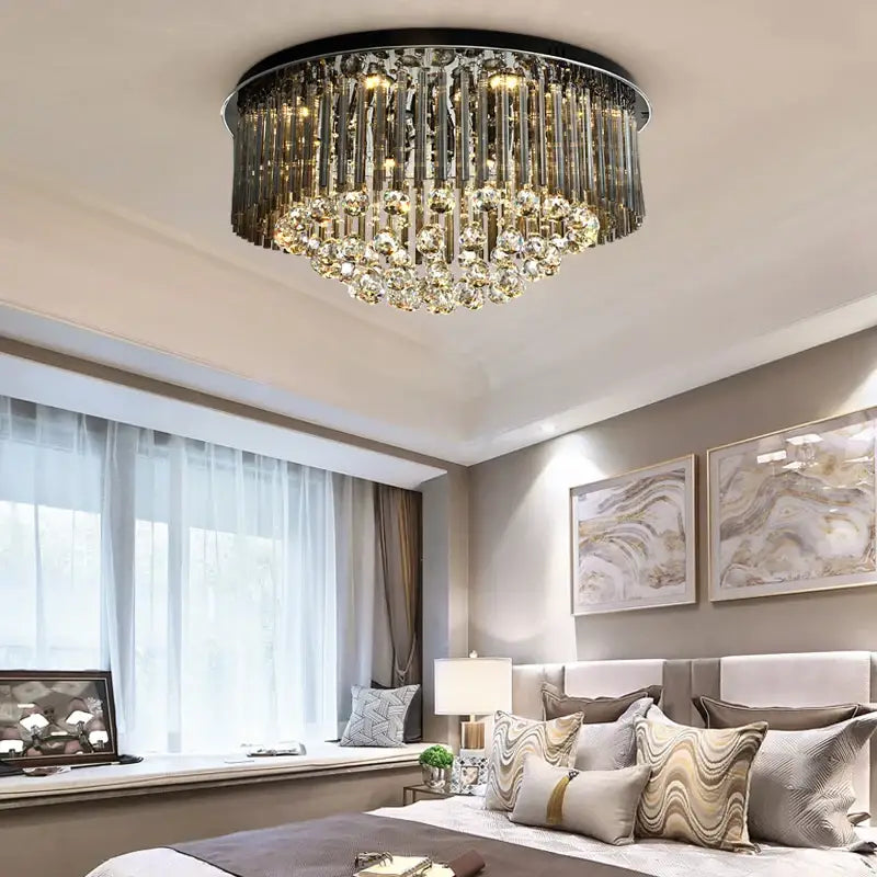 Luxury Black Ceiling Crystal Chandelier for Living Bedroom