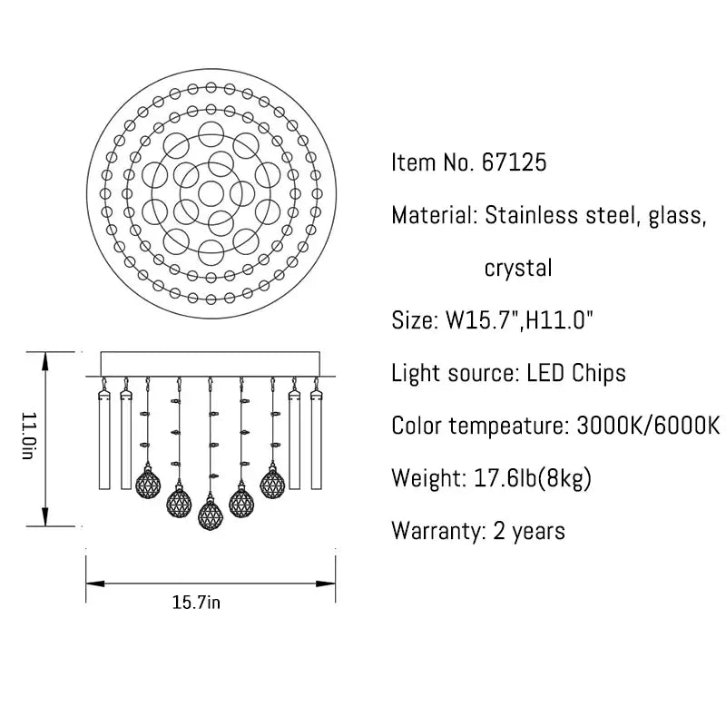 Luxury Black Ceiling Crystal Chandelier for Living Bedroom - Dia40cm / NON dimm warm light