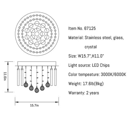 Luxury Black Ceiling Crystal Chandelier for Living Bedroom - Dia40cm / NON dimm warm light