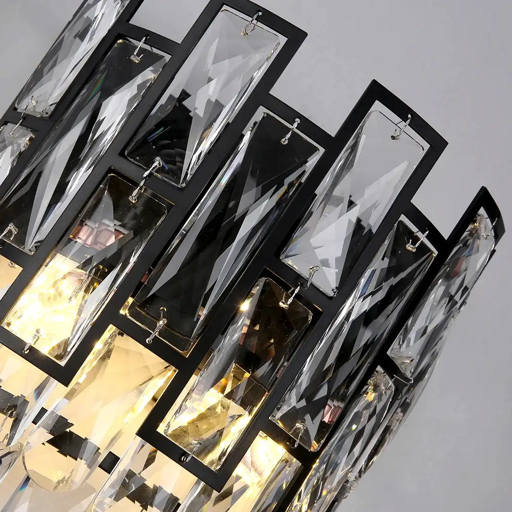 Luxury Black Crystal Wall Sconce for Bedside Bedroom Living - Sconces