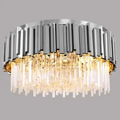 Luxury Ceiling Crystal Round Chandelier for Living Bedroom Dining - Chrome / Dia45 H35cm