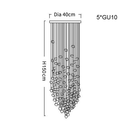 Luxury Clear Stone Crystal Chandelier for Staircase Hallway - Dia40xH150cm / NON dimm