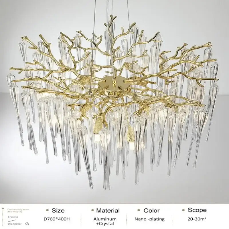 Luxury Gold Branch Crystal Ceiling Hanging Chandelier - Home & Garden > Lighting Fixtures