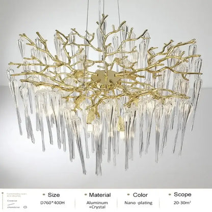 Luxury Gold Branch Crystal Ceiling Hanging Chandelier - Home & Garden > Lighting Fixtures