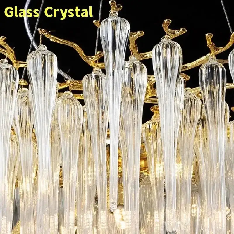 Luxury Gold Branch Crystal Ceiling Hanging Chandelier - Home & Garden > Lighting Fixtures