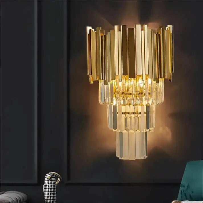 Luxury Gold Crystal Wall Sconce for Hallway Bedroom Bedside - Sconces