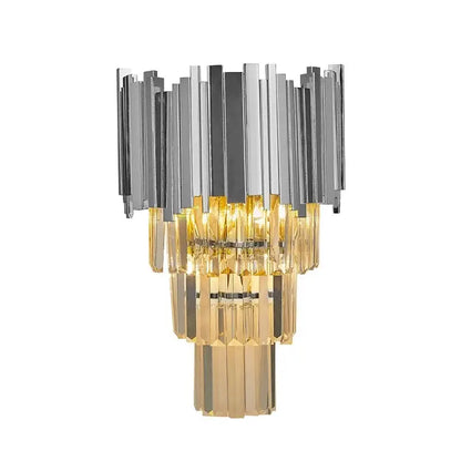 Luxury Gold Crystal Wall Sconce for Hallway Bedroom Bedside - Chrome / Warm Light 3000K