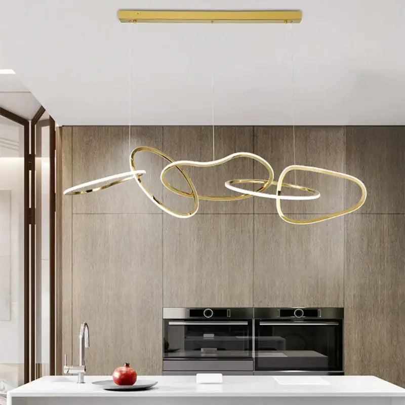 Luxury Gold Modern Ring Chandelier for Dining Kitchen Bar