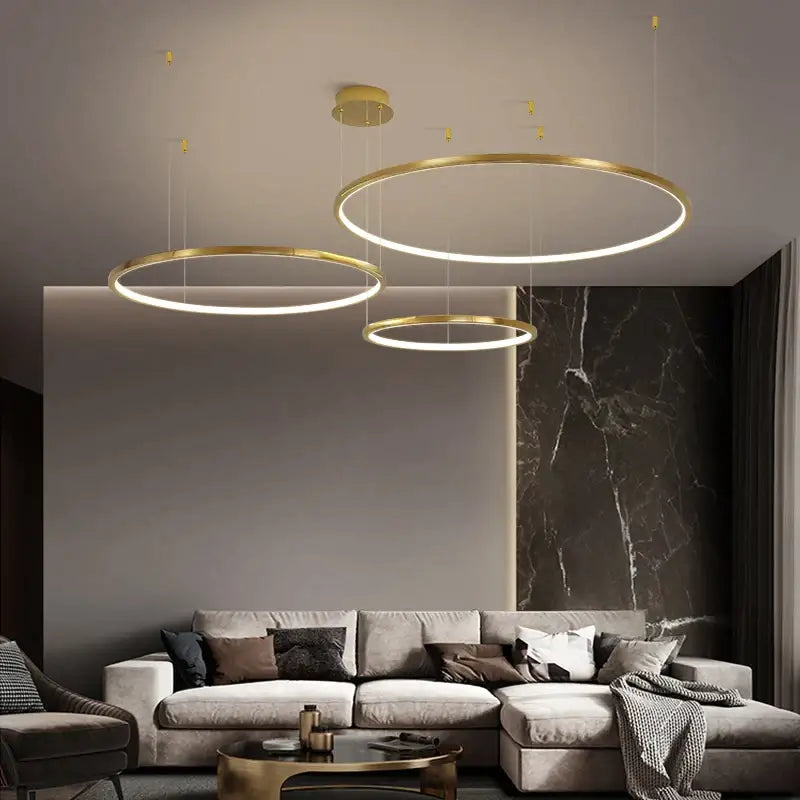 Luxury Gold Modern Ring Chandelier for Living Bedroom