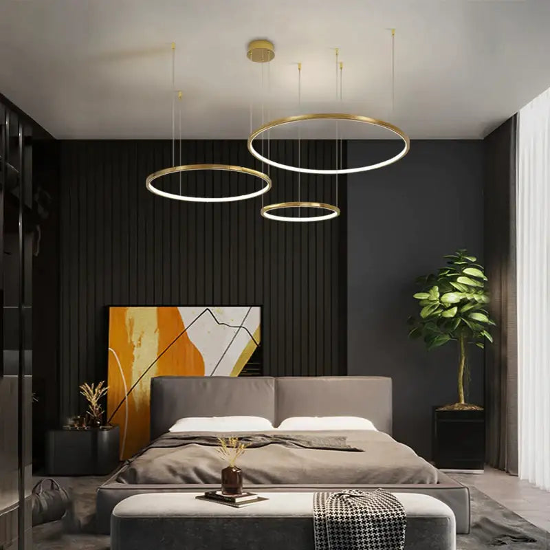 Luxury Gold Modern Ring Chandelier for Living Bedroom