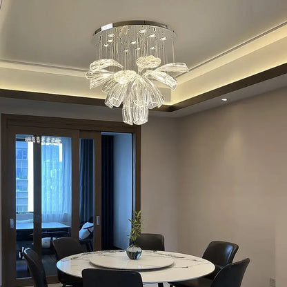 Luxury Hanging Flower Crystal Glass Chandelier for Living Dining