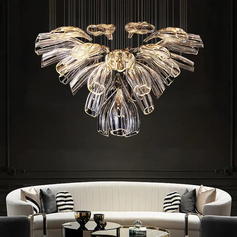 Luxury Hanging Flower Crystal Glass Chandelier for Living Dining