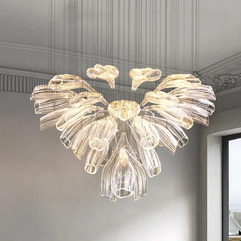 Luxury Hanging Flower Crystal Glass Chandelier for Living Dining