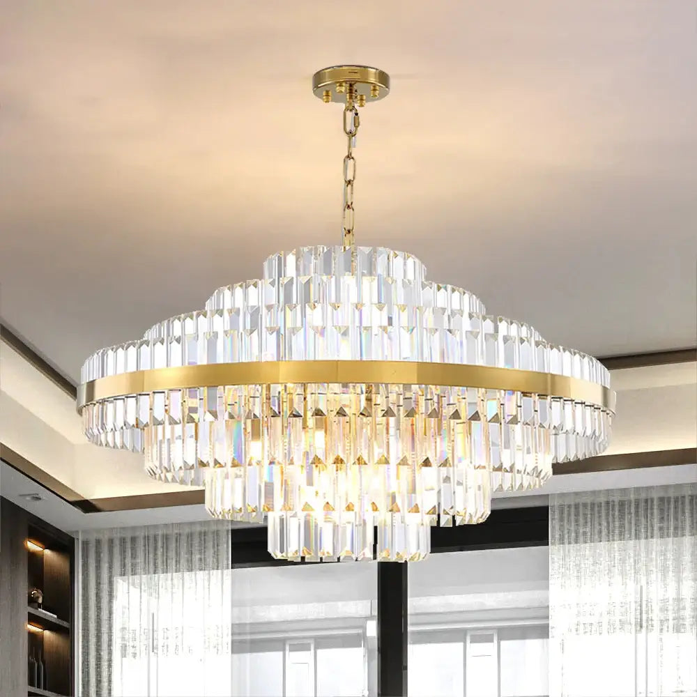 Luxury Hanging Gold Crystal Chandelier for Living Bedroom