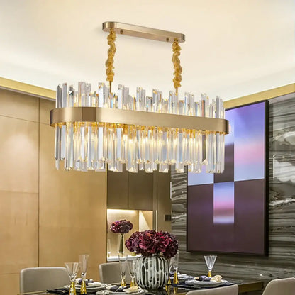 Luxury Hanging Oval Crystal Chandelier for Dining Kitchen