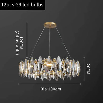 Luxury Hanging Wave Round Crystal Chandelier for Living - Dia100cm / NOT Dimm Warm light