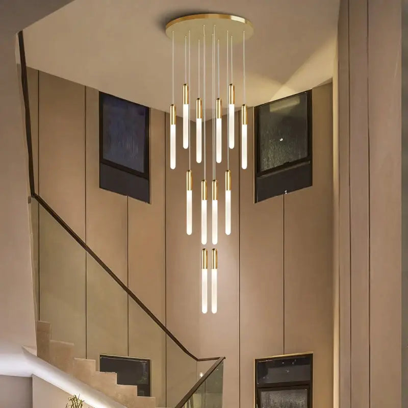 Luxury Long LED Strips Chandelier for Staircase Lobby - Home & Garden > Lighting Fixtures