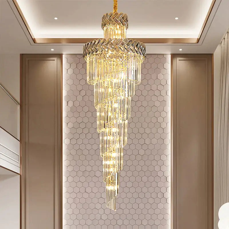 Luxury Long Spira Crystal Chandelier for Staircase Hall Living