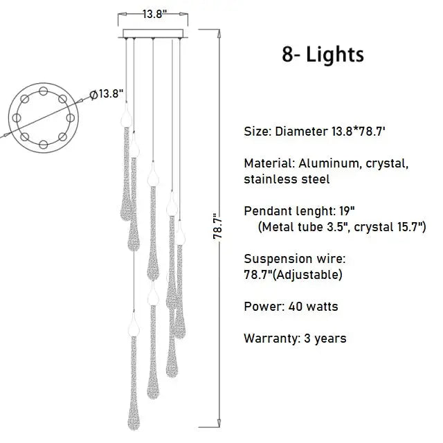 Luxury Modern Crystal Chandelier for Staircase Living Bathroom - Home & Garden > Lighting