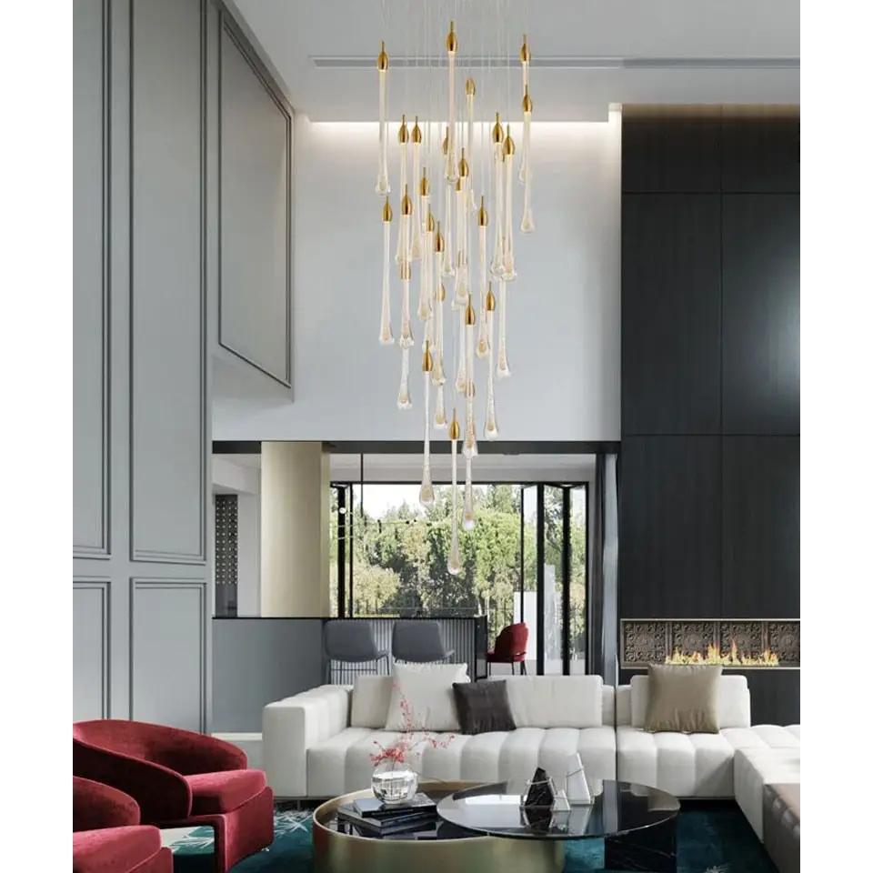 Luxury Modern Crystal Chandelier for Staircase Living Bathroom - 49 Lights / Warm Light