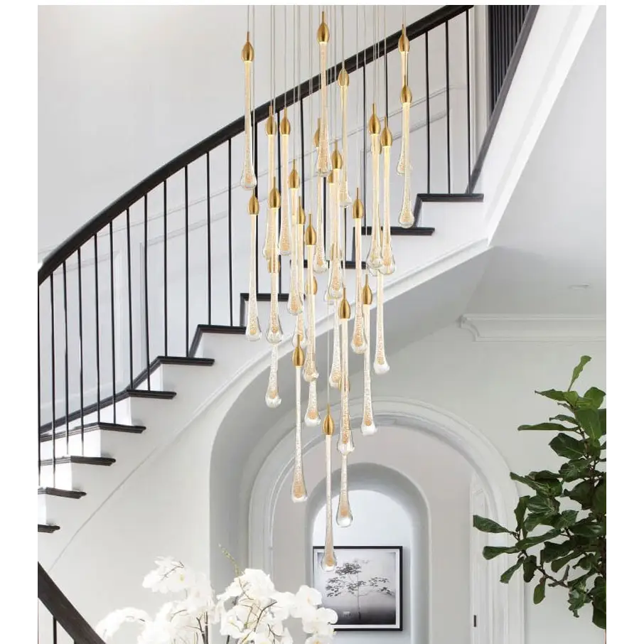 Luxury Modern Crystal Chandelier for Staircase Living Bathroom - Home & Garden > Lighting