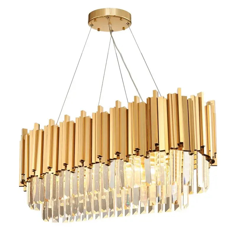 Luxury Modern Hanging Oval Crystal Chandelier for Dining Kitchen - Gold / L80 W30 H40cm