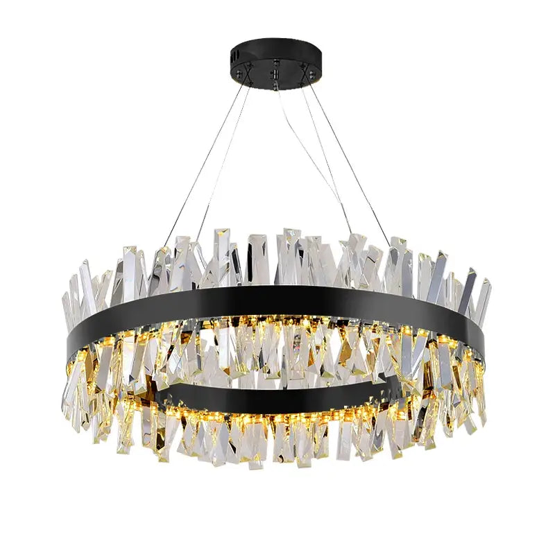 Luxury Modern Hanging Round Chandelier for Living Bedroom - Black / Dia60xH30cm NON dimm