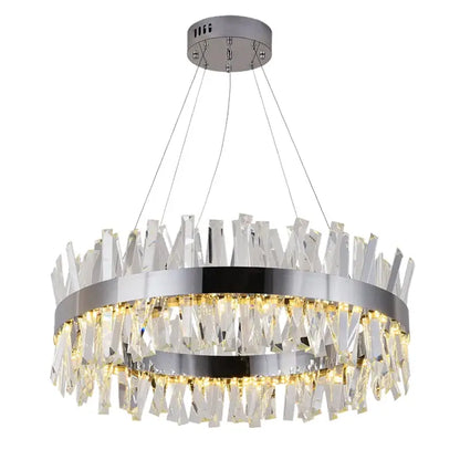 Luxury Modern Hanging Round Chandelier for Living Bedroom - Chrome / Dia60xH30cm NON dimm