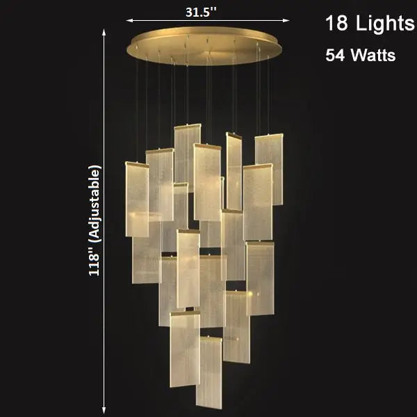 Luxury Modern LED Chandelier for Staircase Living Lobby - 18 Lights / Warm light Dimmable