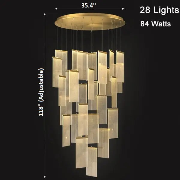 Luxury Modern LED Chandelier for Staircase Living Lobby - 28 Lights / Warm light Dimmable
