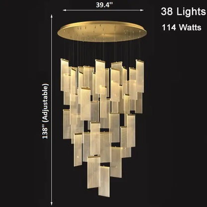Luxury Modern LED Chandelier for Staircase Living Lobby - 38 Lights / Warm light Dimmable