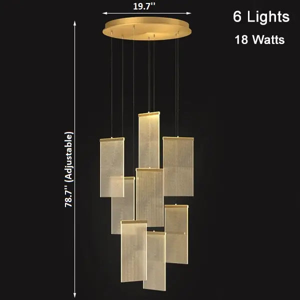 Luxury Modern LED Chandelier for Staircase Living Lobby - 6 Lights / Warm light Dimmable