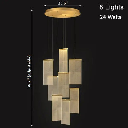 Luxury Modern LED Chandelier for Staircase Living Lobby - 8 Lights / Warm light Dimmable
