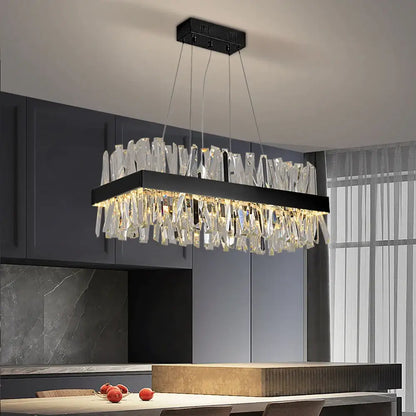 Luxury Modern Rectangle Crystal Chandelier for Dining Kitchen