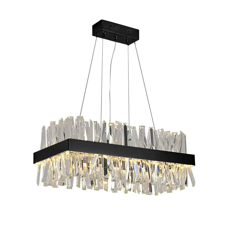 Luxury Modern Rectangle Crystal Chandelier for Dining Kitchen - Black / L80W40H30cm