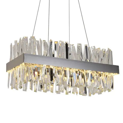 Luxury Modern Rectangle Crystal Chandelier for Dining Kitchen - Chrome / L80W40H30cm