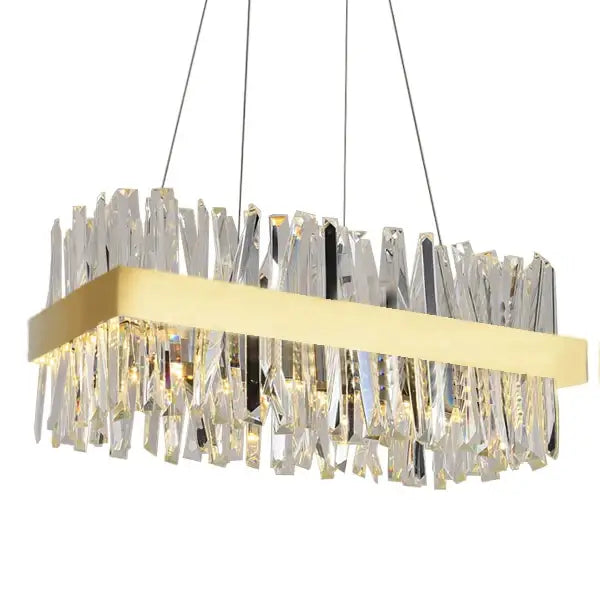 Luxury Modern Rectangle Crystal Chandelier for Dining Kitchen - Gold / L80W40H30cm