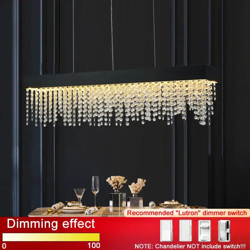 Luxury Rectangle Crystal Chandelier for Dining Kitchen Bar