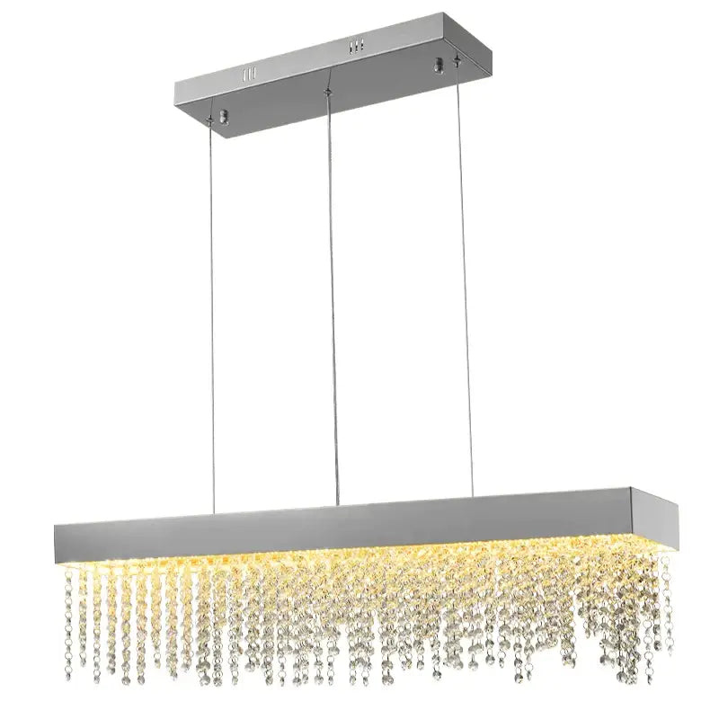 Luxury Rectangle Crystal Chandelier for Dining Kitchen Bar - Chrome / L80xW12xH25cm NON