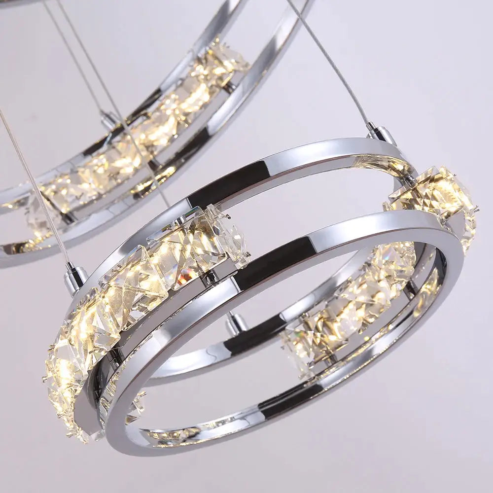 Luxury Ring LED Crystal Chandelier for Staircase Living - Home & Garden > Lighting