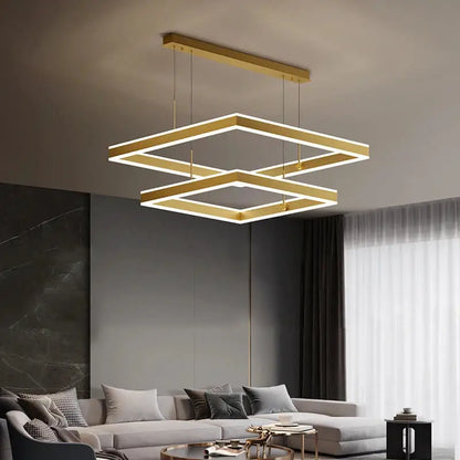 Luxury Square Hanging Chandelier for Living Dining Bedroom