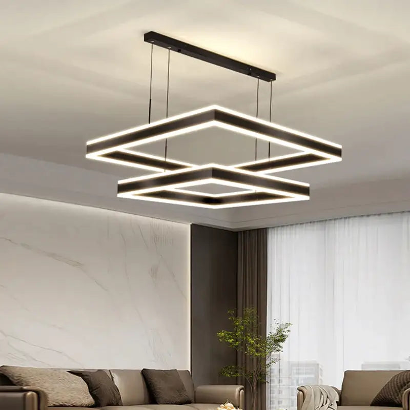 Luxury Square Hanging Chandelier for Living Dining Bedroom