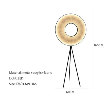 Minimalist Creativity Fabric Pleats LED Lamp for Living Bedroom - floor lamp D60CM / Warm