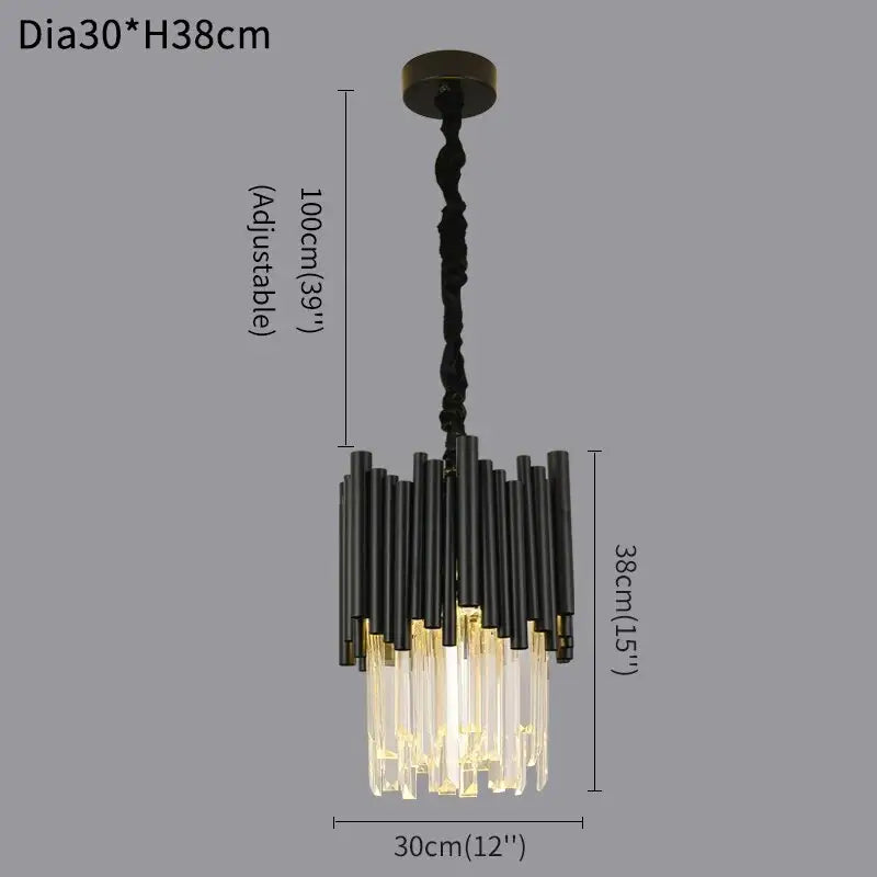 Modern Black Hanging Crystal Chandelier for Dining Kitchen - Style - 2 / 1PC Dimmable
