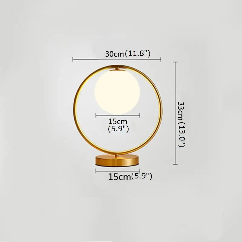Modern Brass Glass Round Ring LED Table Lamp - Warm light / D