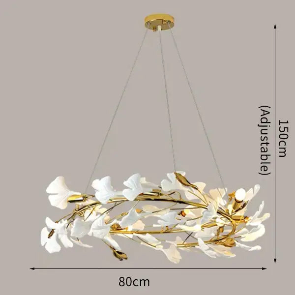 Modern Ceramic Petals Hang Chandelier for Living Bedroom - Dia80cm / NON dimm cool light