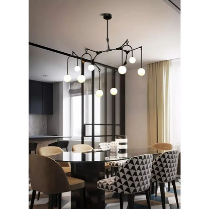 Modern Creative Glass Ceiling Chandelier for Living Bedroom - 9 Lights / Black Home &